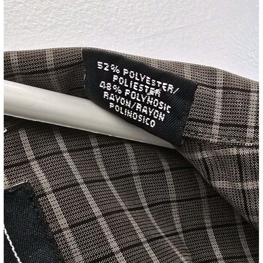 Haggar Dress Shirt Mens Size M (15.5x34) Brown Geometric Point Collar (A18) - Picture 5 of 9